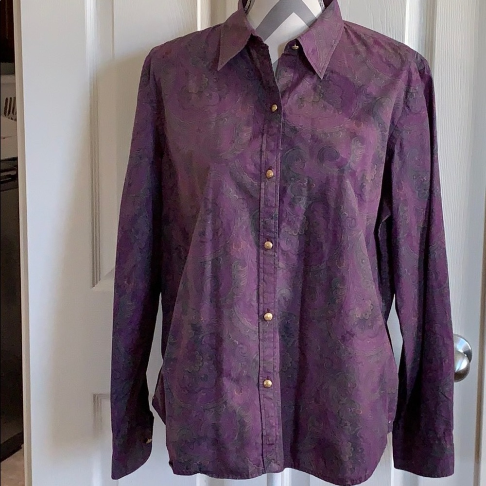 Chaps paisley purple blouse XL